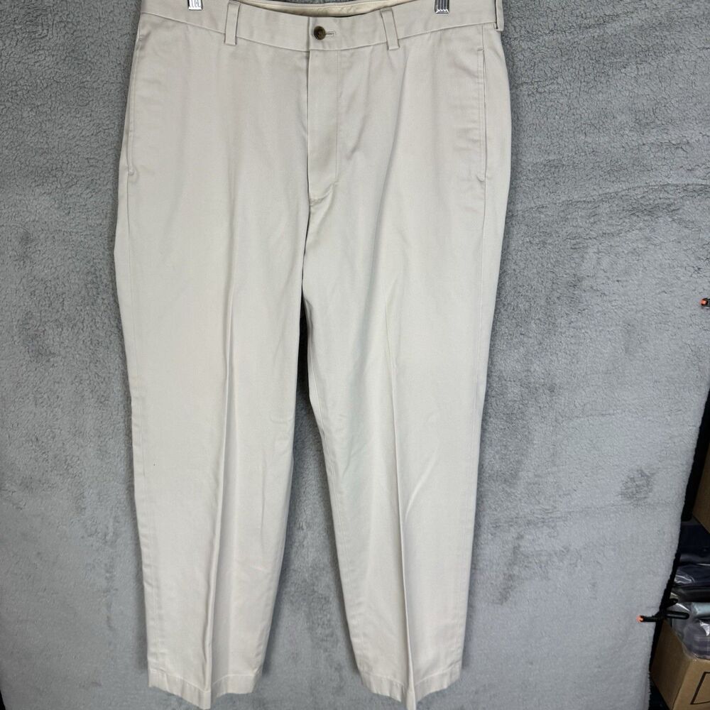 Brooks Brothers Pants Men's 35x31 Beige Advantage Chino Hudson Cotton Flat Front